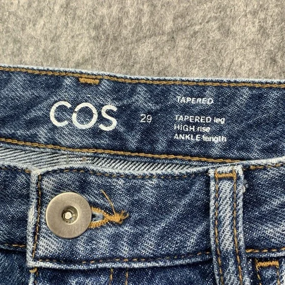 COS Women's High Rise Tapered Ankle Length Wide Leg Blue Jeans - Size 29 - Picture 6 of 15